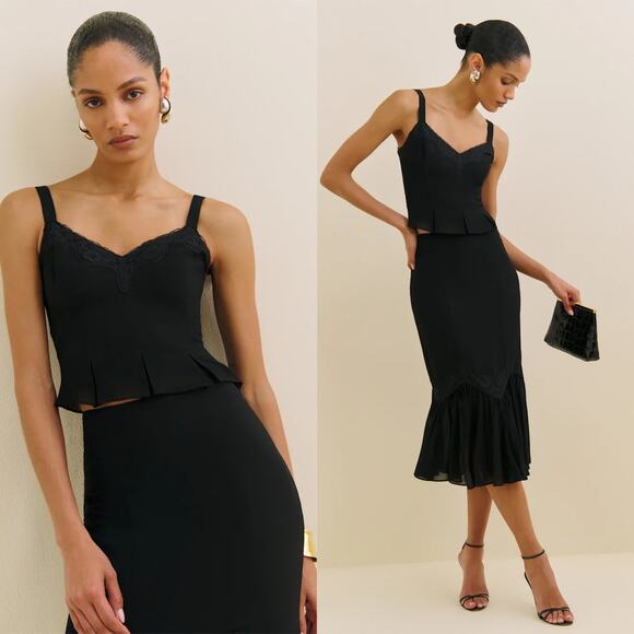 Reformation Sarita Two Piece Black - Picture 1 of 13
